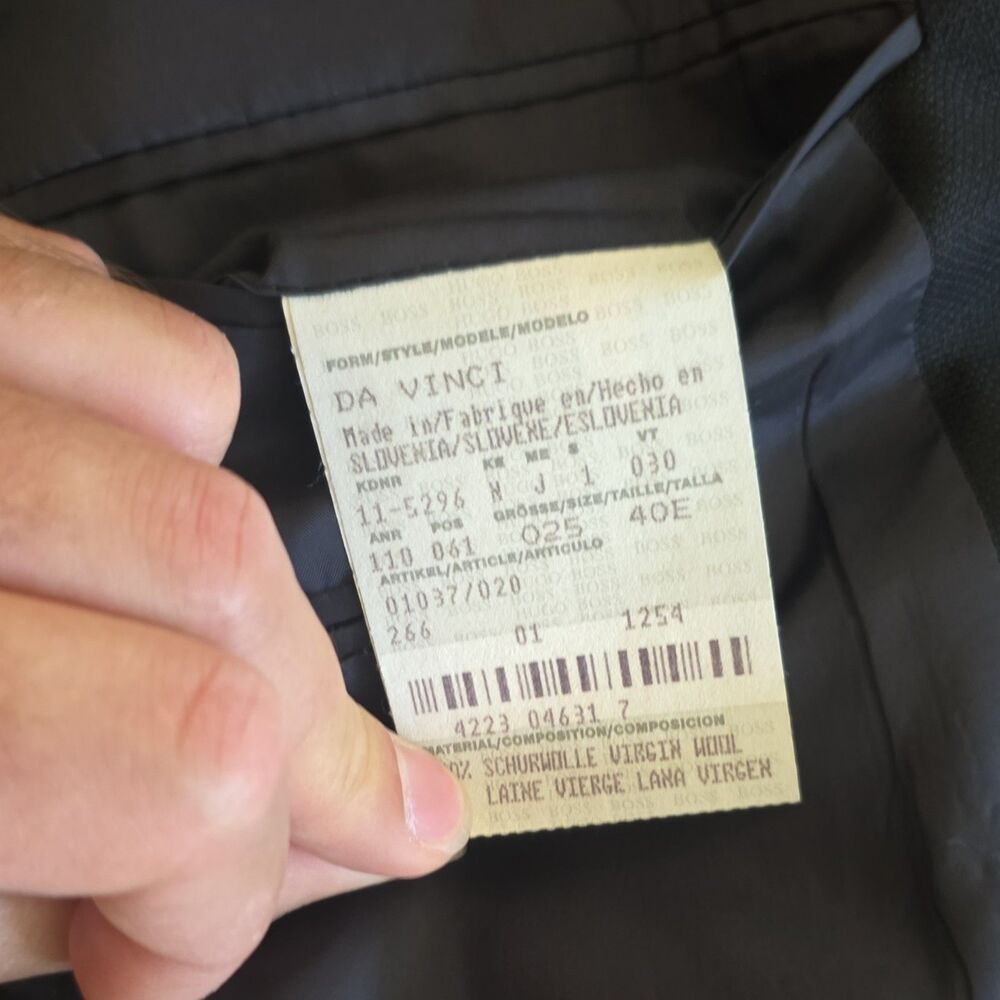 Hugo Boss Da Vinci Men's Blazer Jacket Black 100% Virgin Wool Size 40 Long - Picture 8 of 8